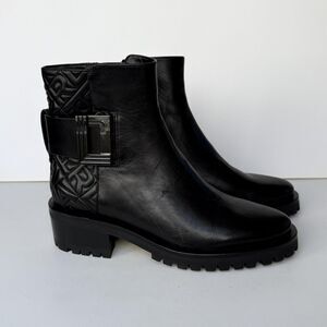 Karl Lagerfeld Paris Boots Womens Size 6 Black Xara Ankle Lug Sole Zip Strap